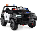 24V 2-Seater Ride on Police Car 4WD Chevrolet with Megaphone and LED Flashing Lights-Black