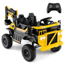 24V Ride On Excavator 4WD 2-Seater with Remote Control and Digging Arm-Yellow