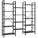 Vintage Triple Wide 5-Tier Bookcase Large Bookshelf Display Storage Shelf