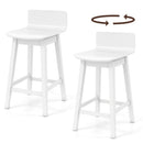 24.5 Inch Swivel Wooden Bar Stools Set of 2 with Rubber Wood Legs and Low Back