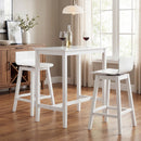 24.5 Inch Swivel Wooden Bar Stools Set of 2 with Rubber Wood Legs and Low Back