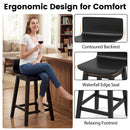 24.5 Inch Swivel Wooden Bar Stools Set of 2 with Rubber Wood Legs and Low Back
