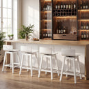 24.5 Inch Swivel Wooden Bar Stools Set of 4 with Rubber Wood Legs and Low Back