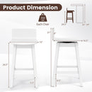 24.5 Inch Swivel Wooden Bar Stools Set of 4 with Rubber Wood Legs and Low Back