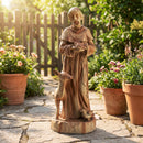 24.5 inch St. Francis Statue with Bird Feeder Saint Francis of Assisi with Animals Sculpture
