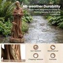 24.5 inch St. Francis Statue with Bird Feeder Saint Francis of Assisi with Animals Sculpture