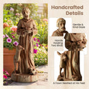 24.5 inch St. Francis Statue with Bird Feeder Saint Francis of Assisi with Animals Sculpture