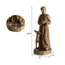 24.5 inch St. Francis Statue with Bird Feeder Saint Francis of Assisi with Animals Sculpture