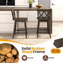 24/29 Inch Bar Stool Set of 2 Wooden Bar Chairs with Rubber Wood Frame