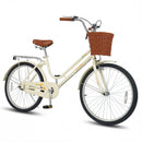 24/26 Inch Beach Cruiser Bike with Basket and Rear Rack