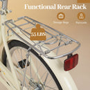 24/26 Inch Beach Cruiser Bike with Basket and Rear Rack