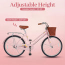 26" Beach Cruiser Bike for Women with Basket and Rear Rack