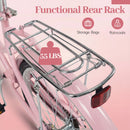 26" Beach Cruiser Bike for Women with Basket and Rear Rack