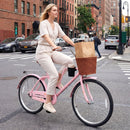 26-Inch Beach Cruiser Bike with Basket and Cup Holder - Pink