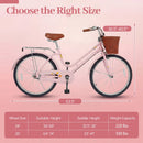 26" Beach Cruiser Bike for Women with Basket and Rear Rack