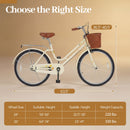 24/26 Inch Beach Cruiser Bike with Basket and Rear Rack