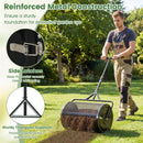 24 Inch Compost Spreader Peat Moss Spreader Roller with Height-Adjustable T-Shaped Handle