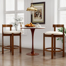24 Inch Counter Height Bar Stools Set of 2 with Backrests and Footrests-Beige