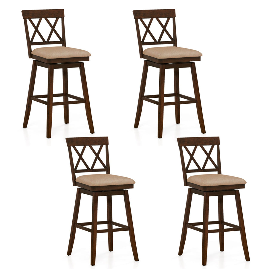 24 Inch Counter Height Barstools Set of 4 with Backrest and Upholstered Seat Cushion