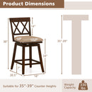 24 Inch Counter Height Barstools Set of 4 with Backrest and Upholstered Seat Cushion