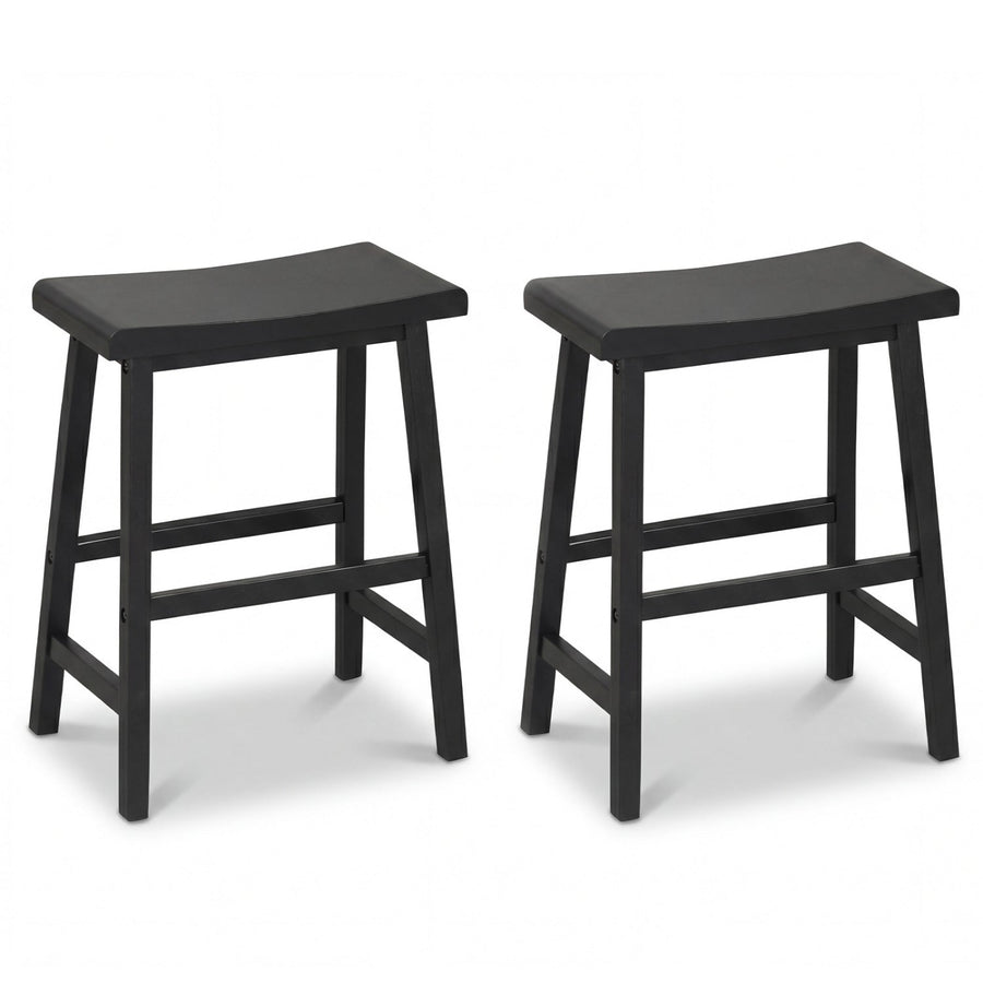 24 Inch Counter Height Stools Solid Wood Saddle Bar Stools Set of 2