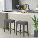 24 Inch Set of 2 Saddle Bar Stools with Padded Seat-Gray