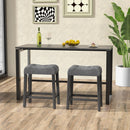 24 Inch Set of 2 Saddle Bar Stools with Padded Seat-Gray