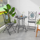 24 Inch Patio Bistro Table with Ceramic Tile Tabletop