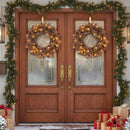 24 Inch Pre-lit Christmas Wreath with 105 Branch Tips and 35 Warm White LED Lights