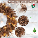 24 Inch Pre-lit Christmas Wreath with 105 Branch Tips and 35 Warm White LED Lights