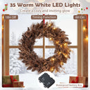 24 Inch Pre-lit Christmas Wreath with 105 Branch Tips and 35 Warm White LED Lights