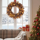 24 Inch Pre-lit Christmas Wreath with 105 Branch Tips and 35 Warm White LED Lights