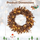 24 Inch Pre-lit Christmas Wreath with 105 Branch Tips and 35 Warm White LED Lights