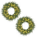 24 Inch Pre-lit Christmas Wreath with 108 Branch Tips and 35 Warm White LED Lights for Wall Window