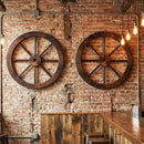 24 Inch Set of 4 Decorative Wooden Wagon Wheel Carbonized Solid Fir Wood