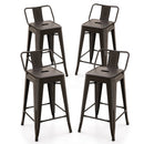 24 Inch Set of 4 Cafe Side Chairs with Rubber Feet and Removable Back