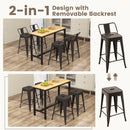 24 Inch Set of 4 Cafe Side Chairs with Rubber Feet and Removable Back