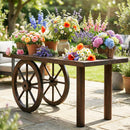 24 Inch Set of 4 Decorative Wooden Wagon Wheel Carbonized Solid Fir Wood