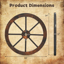 24 Inch Set of 4 Decorative Wooden Wagon Wheel Carbonized Solid Fir Wood