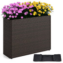 24 Inch Tall Raised Garden Bed All-Weather PE Rattan Wicker Flowerpot with Liner