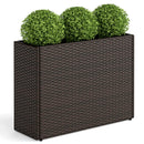 24 Inch Tall Raised Garden Bed All-Weather PE Rattan Wicker Flowerpot with Liner