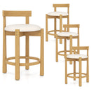 24 Inch Teddy Velvet Upholstered Counter Height Bar Stools with Backrests and Footrests