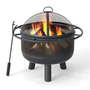 24 Inch Wood Burning Fire Pit with Log Grate and Mesh Screen for Outside