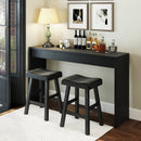 24 Inches Counter Height Stools Set of 2 with Footrest for Restaurant Cafe Pub-Black