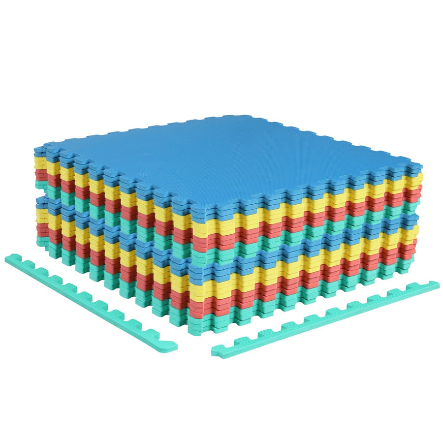 Interlocking EVA Foam Floor Tiles 24-Pack with Borders
