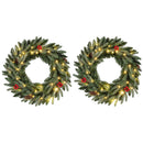 24‚Äù Pre-lit Christmas Wreath Set of 2 Front Door Artificial Xmas Wreath with 90 Frosted Branch Tips