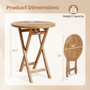 24" Round Teak Folding Bistro Table with Footrest
