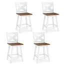 24" Rubberwood Swivel Barstools Set of 4 with Backrest and Large Seat