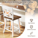 24" Rubberwood Swivel Barstools Set of 4 with Backrest and Large Seat