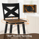 24" Rubberwood Swivel Barstools Set of 2 with Backrest and Large Seat